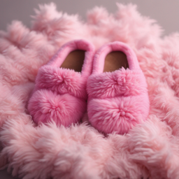 Pink fluffy slippers